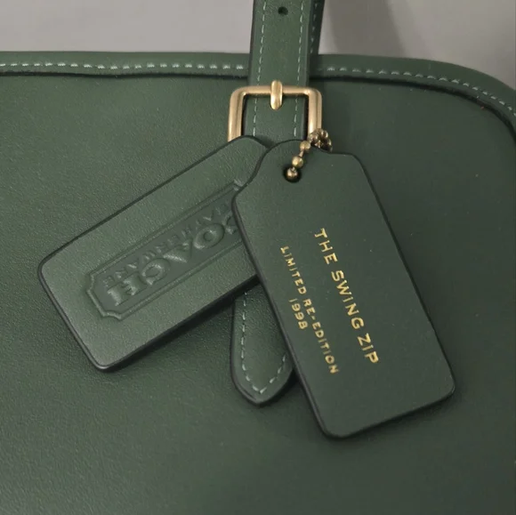 Coach Swing Zip bag shoulder bag hunter green brass 1998 re edition - Picture 8 of 10